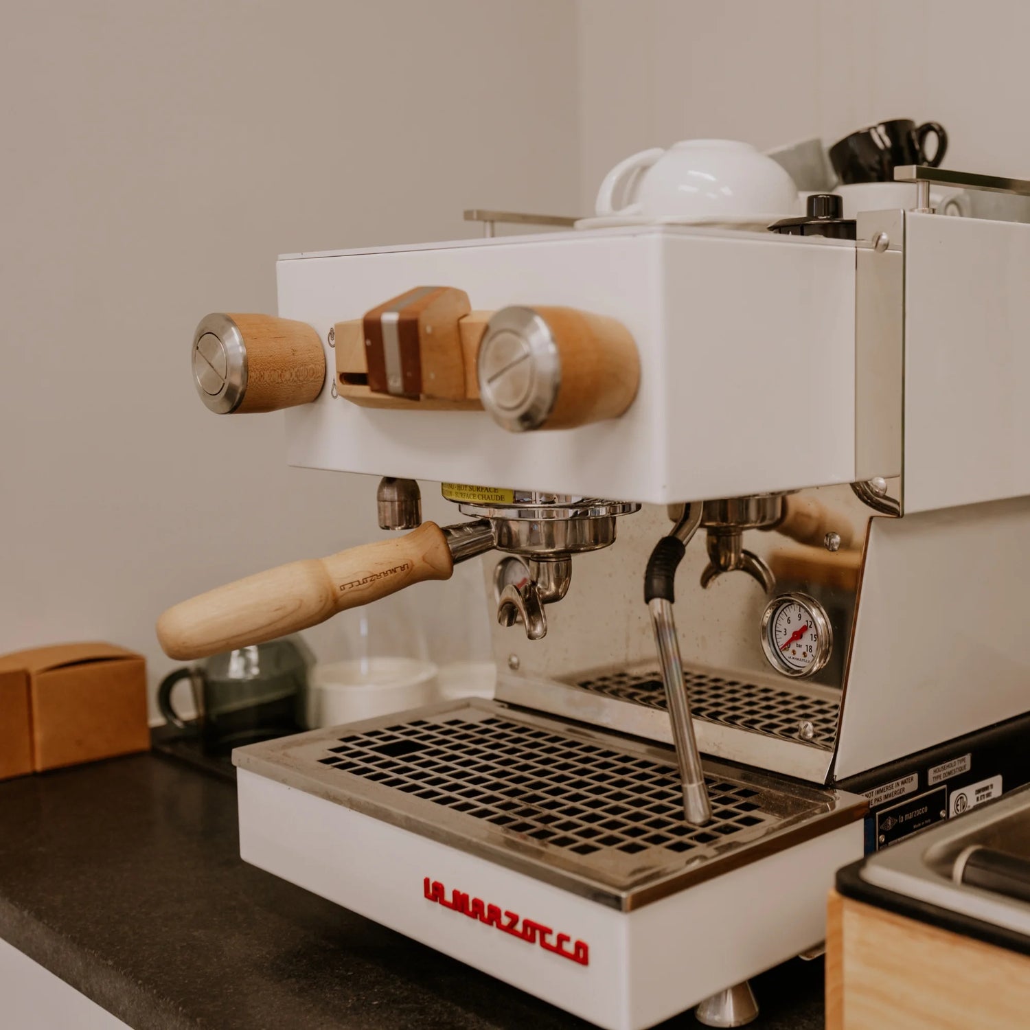 Coffee machine on table