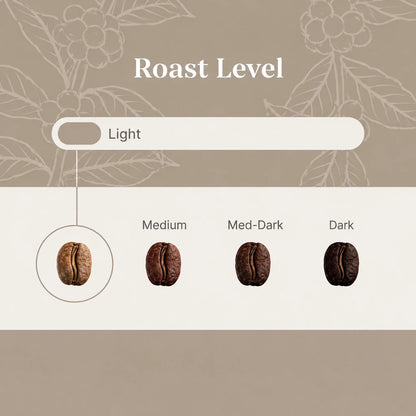 Ethiopia Yirgacheffe Kochere | On image 3 center Roast Level vertically in the top section and make the font slightly larger.
